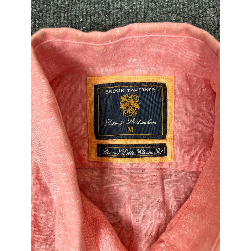 Brook Taverner Men's Rose  Button Down Shirt Linen&Cotton Classic Fit‎ Size M - Picture 3 of 8